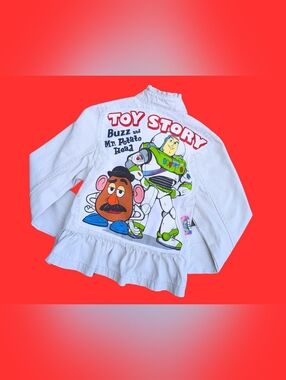 Handmade, Upcycled Toy Story Beige Denim Jacket Size XS for Girls